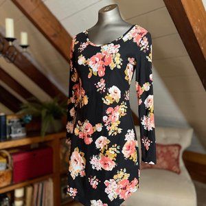 Black & Floral Tunic with Criss-Cross Back Lacing
